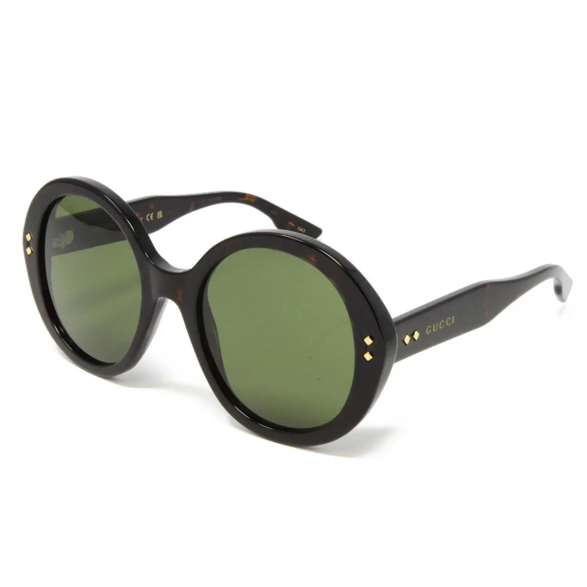 Gucci Sunglasses Women`s Round Plastic Havana 54mm Green Lens GG1081S-003