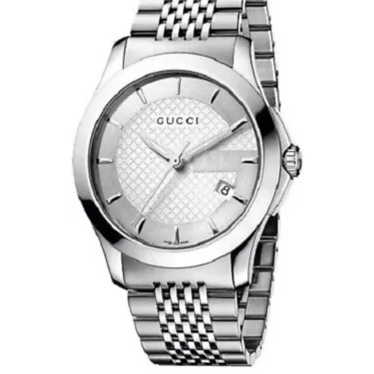 YA126401 Date G Timeless Silver Tone Stainless Steel Bracelet Men`s Watch by Gucci