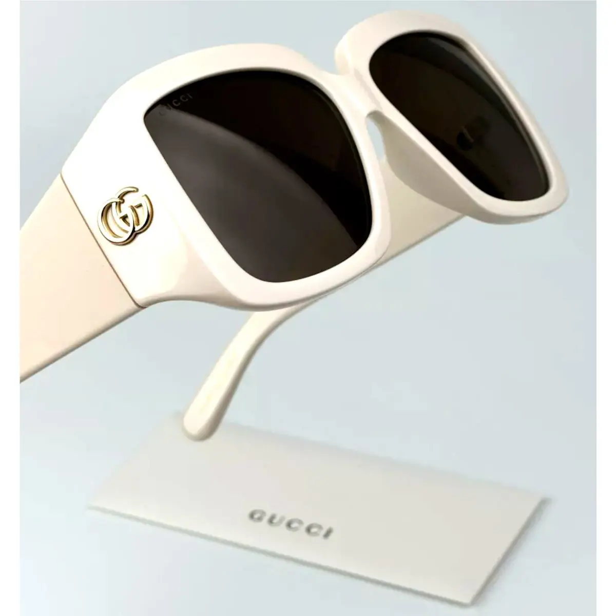 Gucci Sunglasses GG1402SA 004 55-15 135 Ivory Gold Frames w/ Brown Lenses