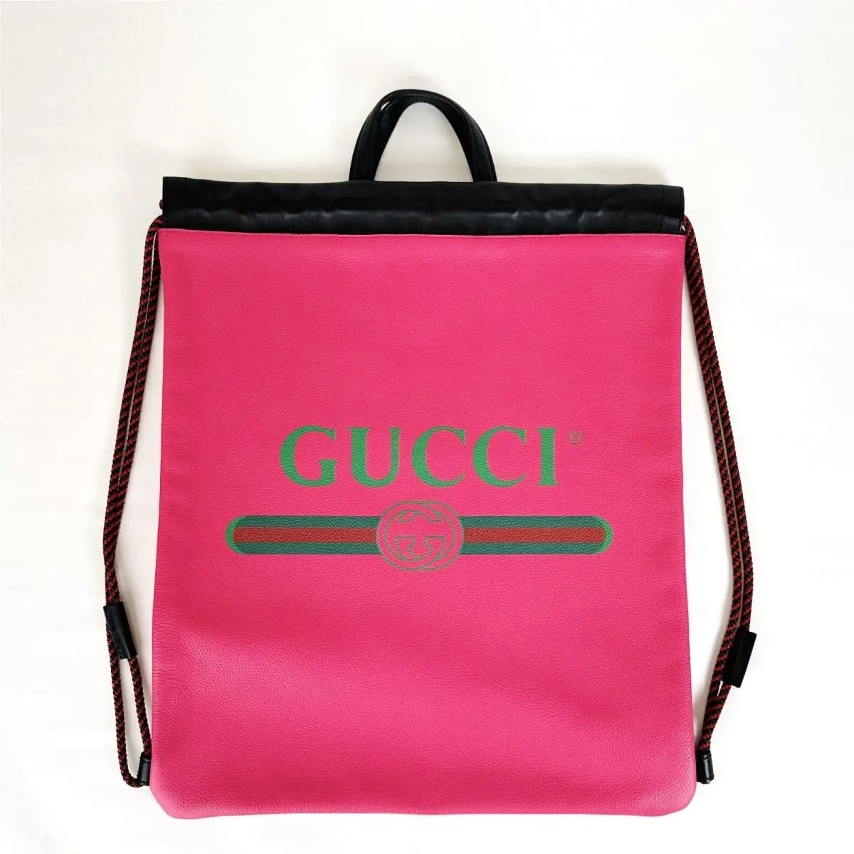 Hot Pink Leather Trademark Logo Large Drawstring Bag 494053 8841 by Gucci