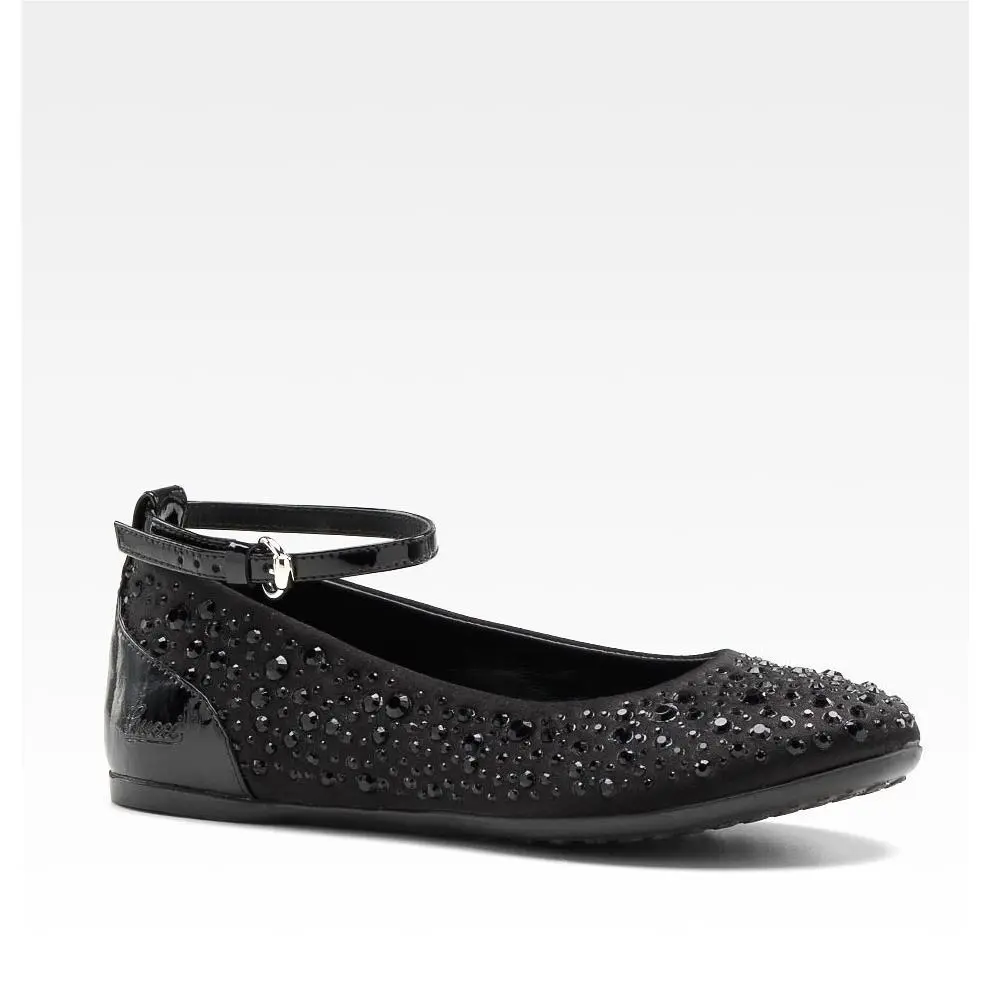 Kids Satin Ballet Flat W/strass 26/US 10 Black 271303 by Gucci