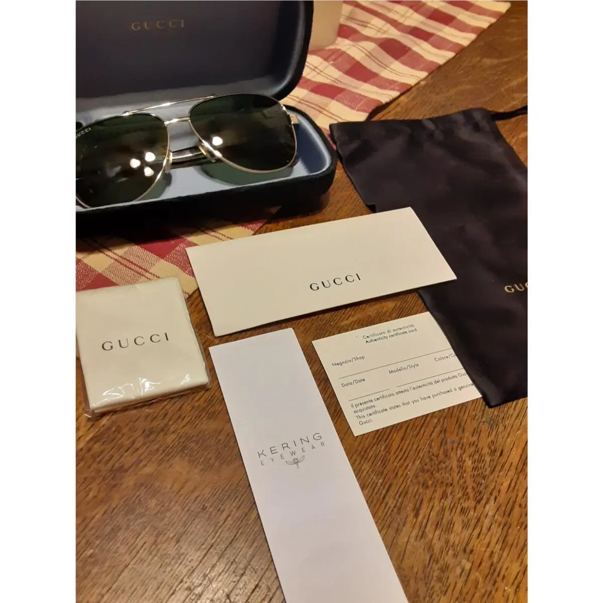 Gucci Aviator Sunglasses with Gold and Red/green Stripe Frame