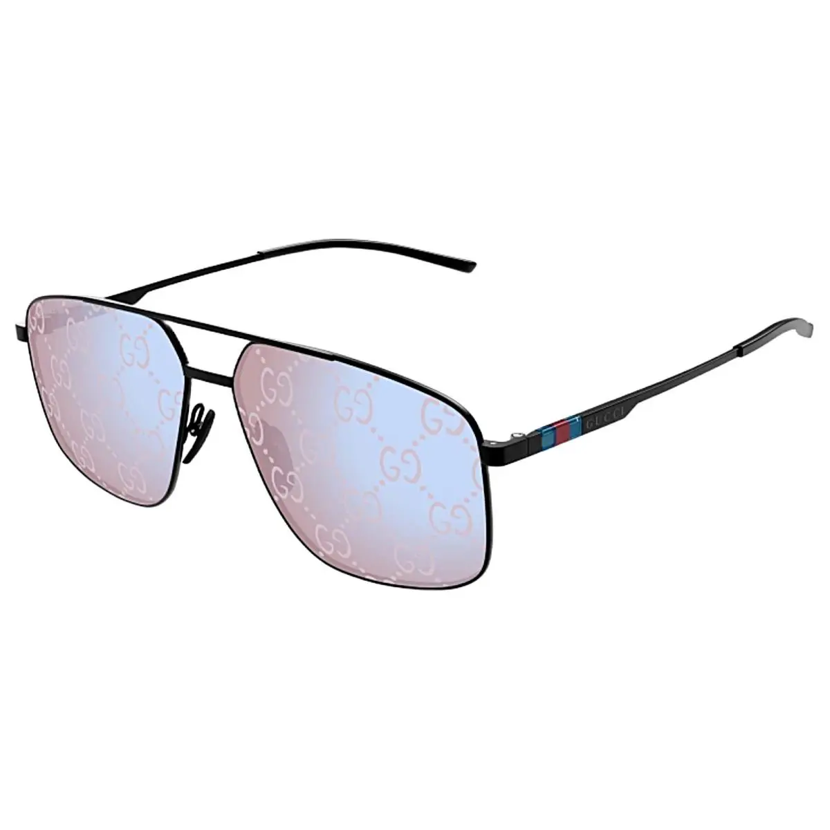Gucci GG1676S-005 Shiny Black/solid Violet Clich Guccissima Sunglasses - Frame: Shiny Black, Lens: Solid Violet & Clichè Guccissima