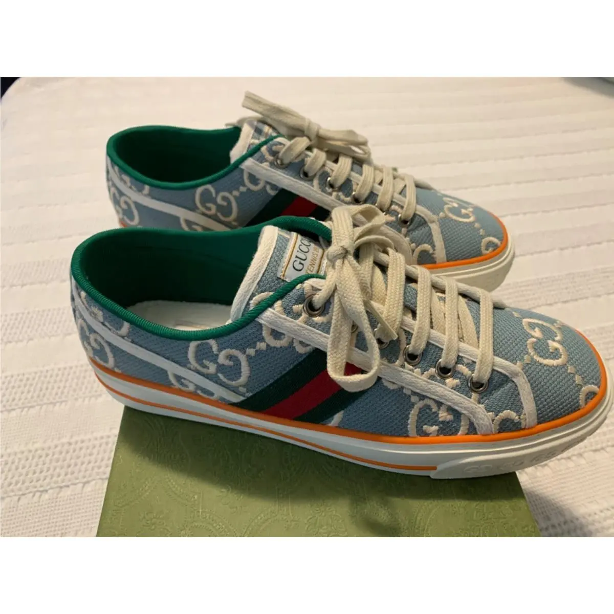 Gucci GG Logo Tennis 1977 Sneakers Blue/ivory Size EU39.5 US9.5