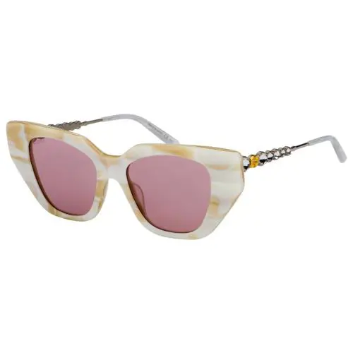 Gucci Sunglasses GG0641S 004 White Havana Silver/pink Lens Design 53mm - Frame: White, Lens: Pink