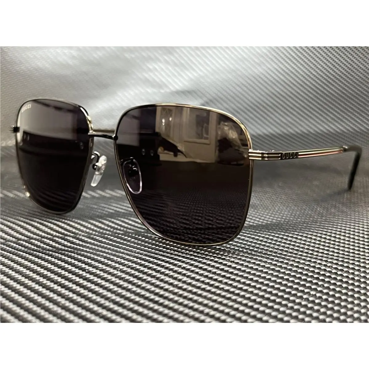 GG0987SA 001 Ruthenium Square 60 mm Men`s Sunglasses by Gucci
