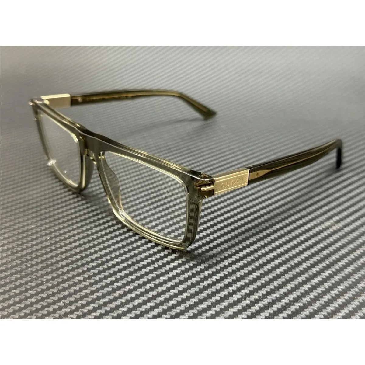 GG1504O 008 Gray Transparent Men`s Large 56 mm Eyeglasses by Gucci