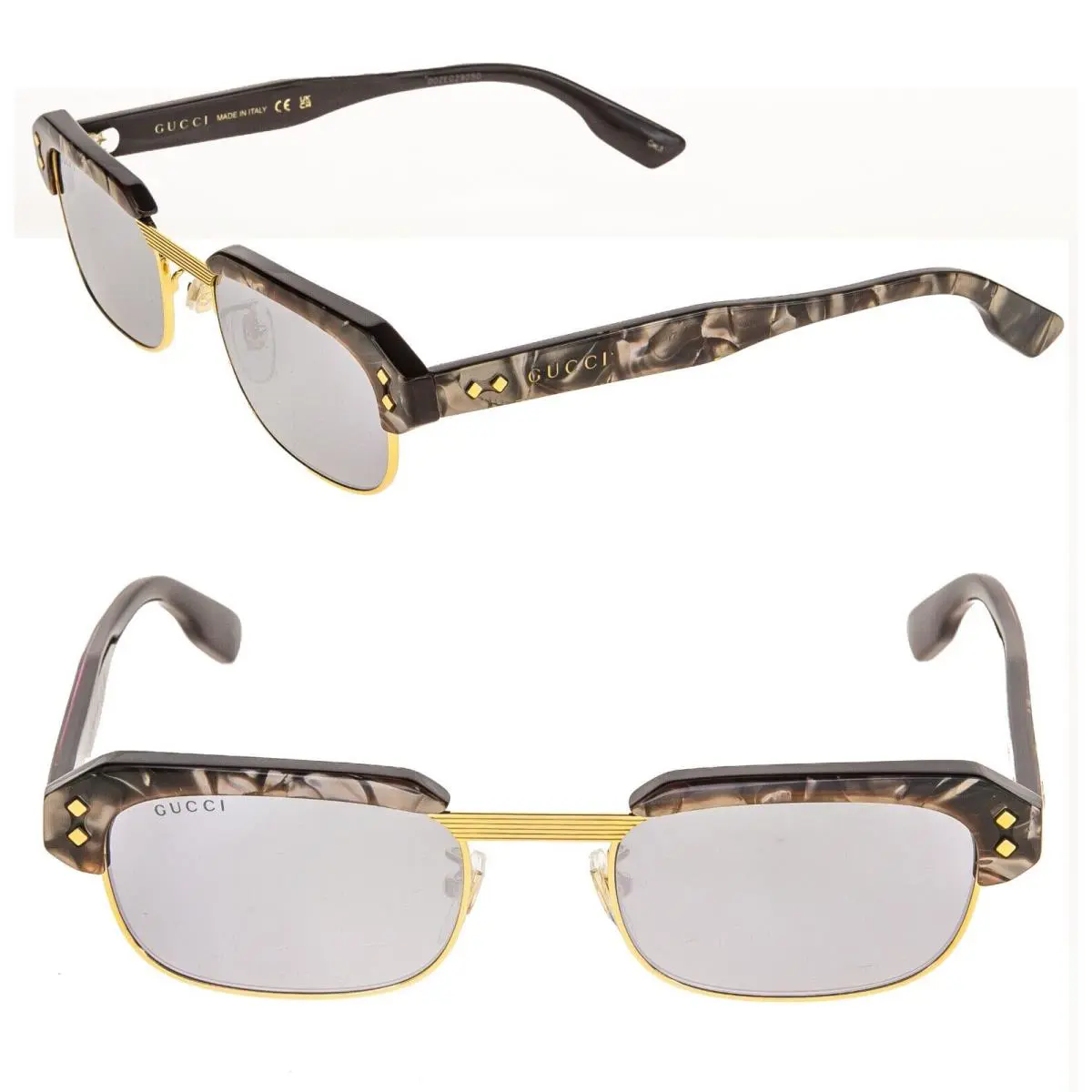 Gucci 1480 Brown Smoke Silver Mirror Sport Aviator Gg1480S Unisex Sunglasses 002