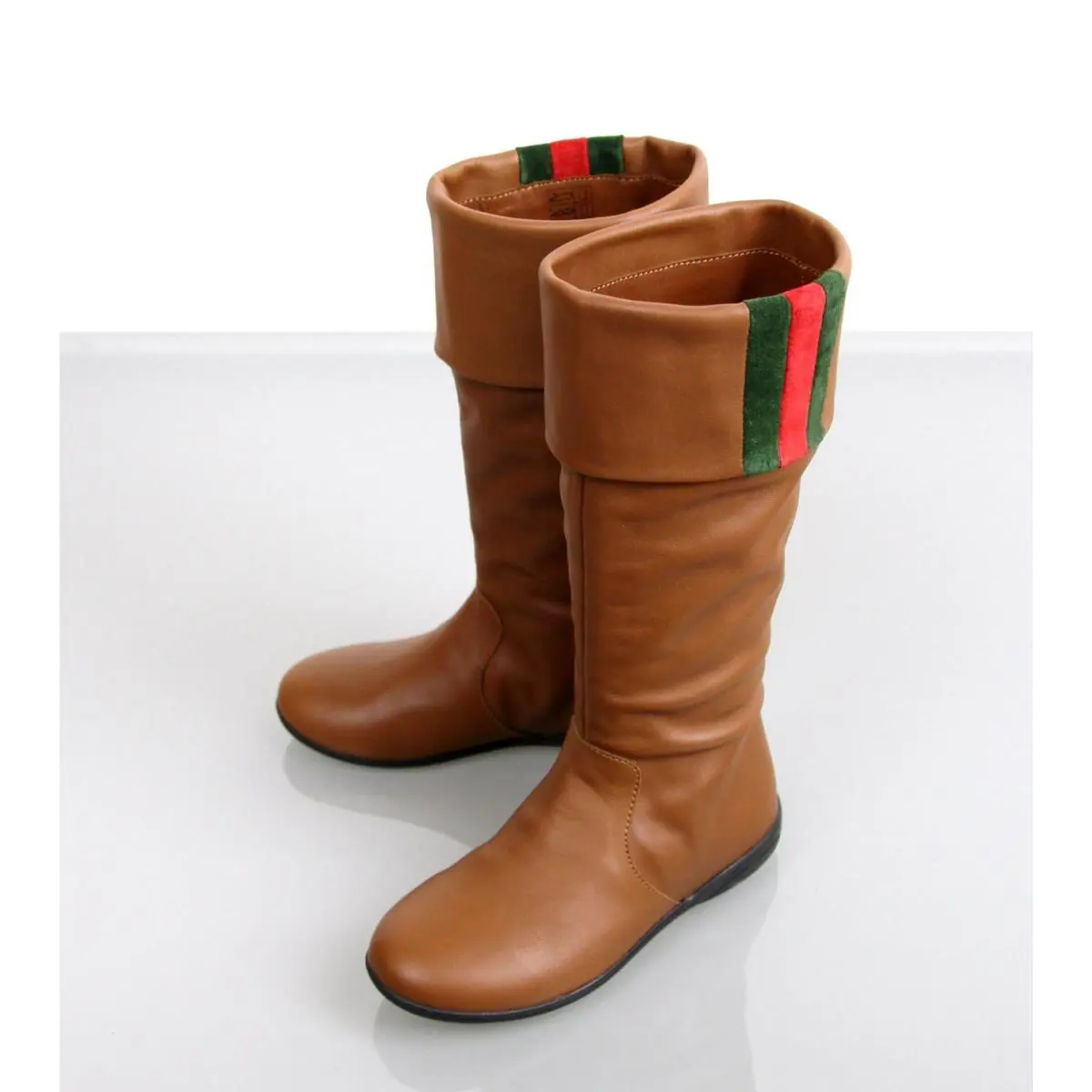 Gucci Kids Brown Leather Boots W/web Detail sz 28/US 11 285230 d2