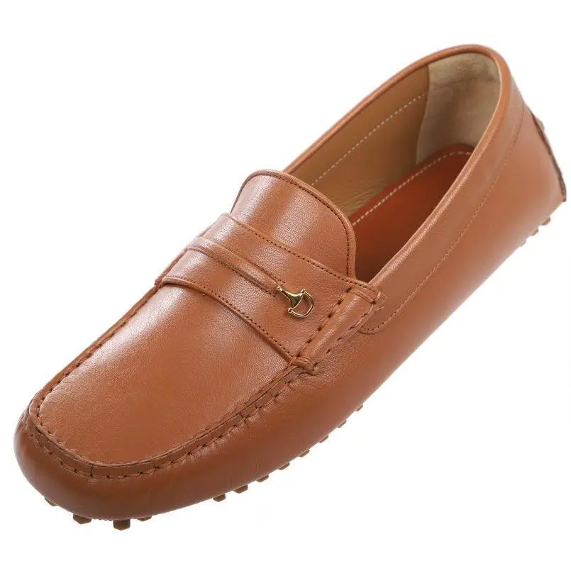 Gucci Men Camel Leather Horsebit Detail Moccasin Loafer Shoes 8/ US 8.5