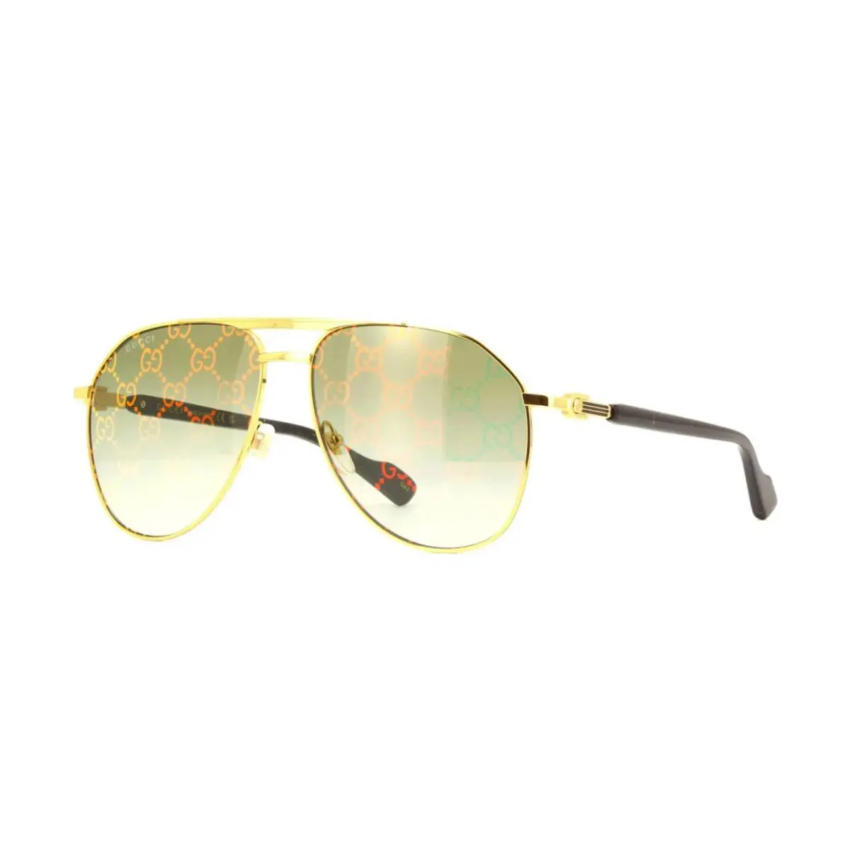 Gucci GG1220S Gold Black/green with Pattern Mirrored 004 Sunglasses