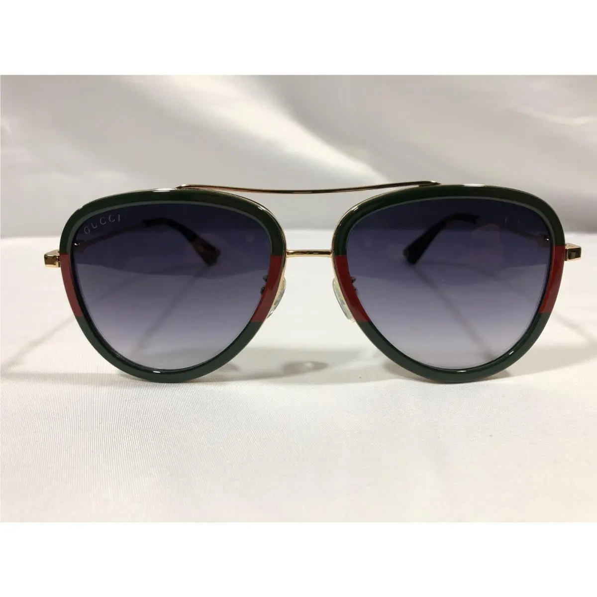 GG0062S 003 Aviator Sunglasses in Green/red Grey Lenses by Gucci