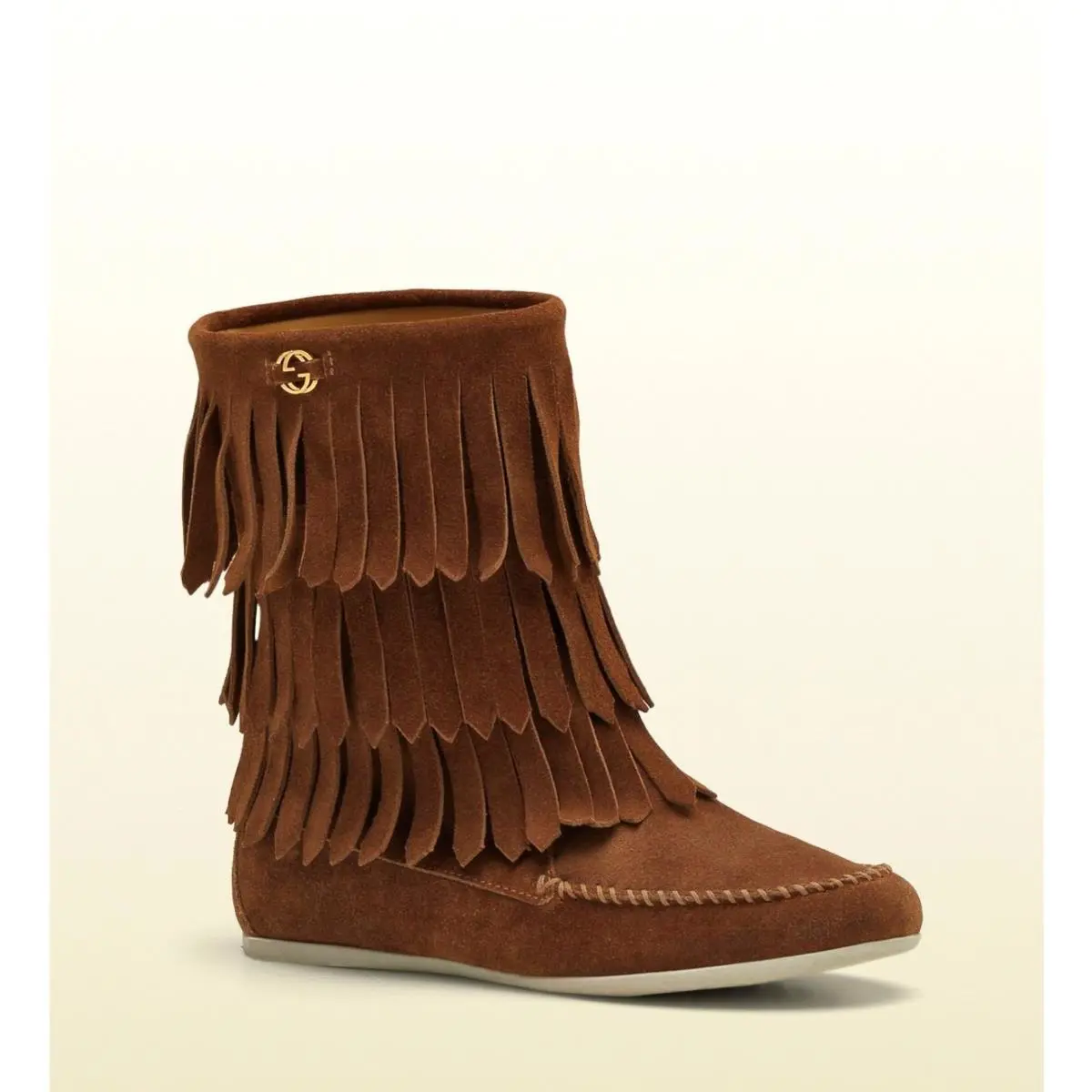 Gucci Kids Boot W/fringe Interlocking G 29/US 12 Brown 285281