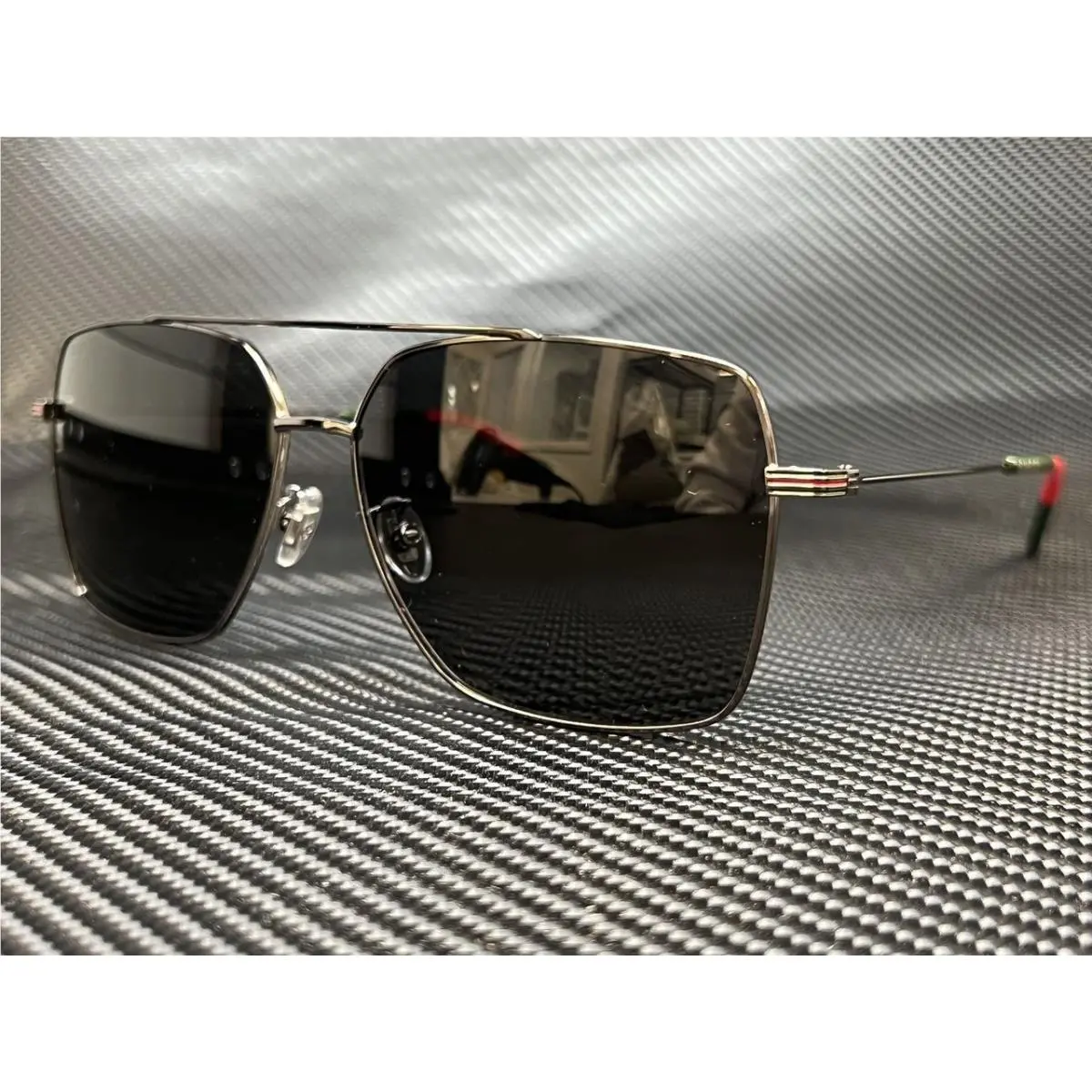 GG1053SK 001 Ruthenium Square 61 mm Men`s Sunglasses by Gucci