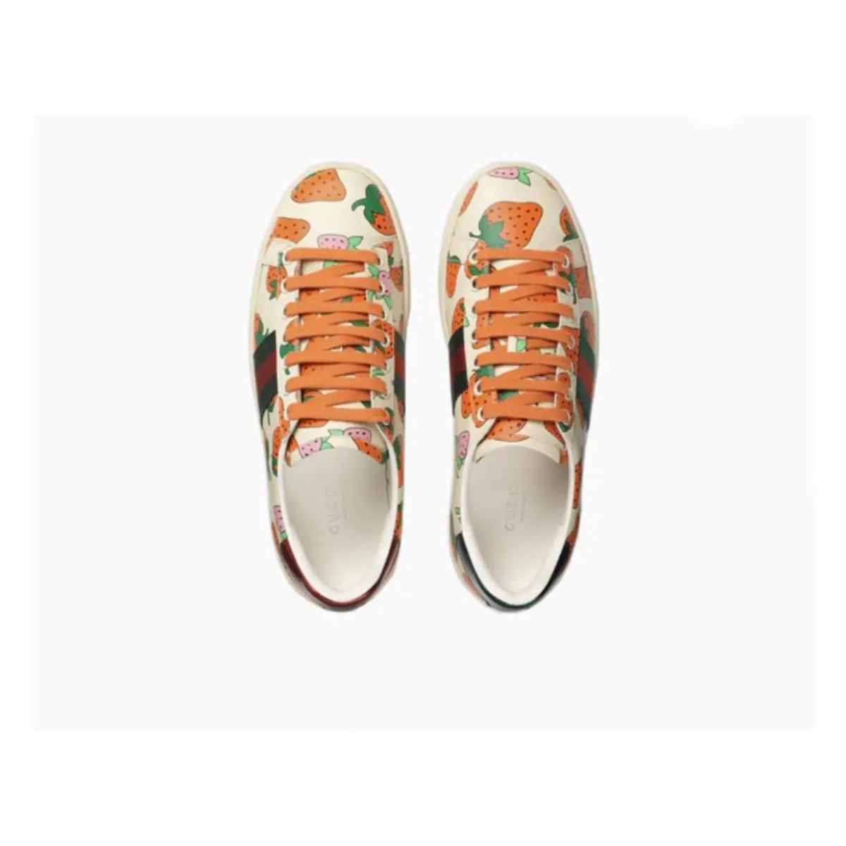 Gucci Women`s Ace Shoes Strawberry White Size 38