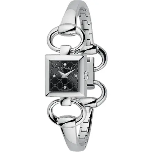 Gucci YA120507 Tornabuoni Diamond Black Dial Silver Tone Womens Watch 195