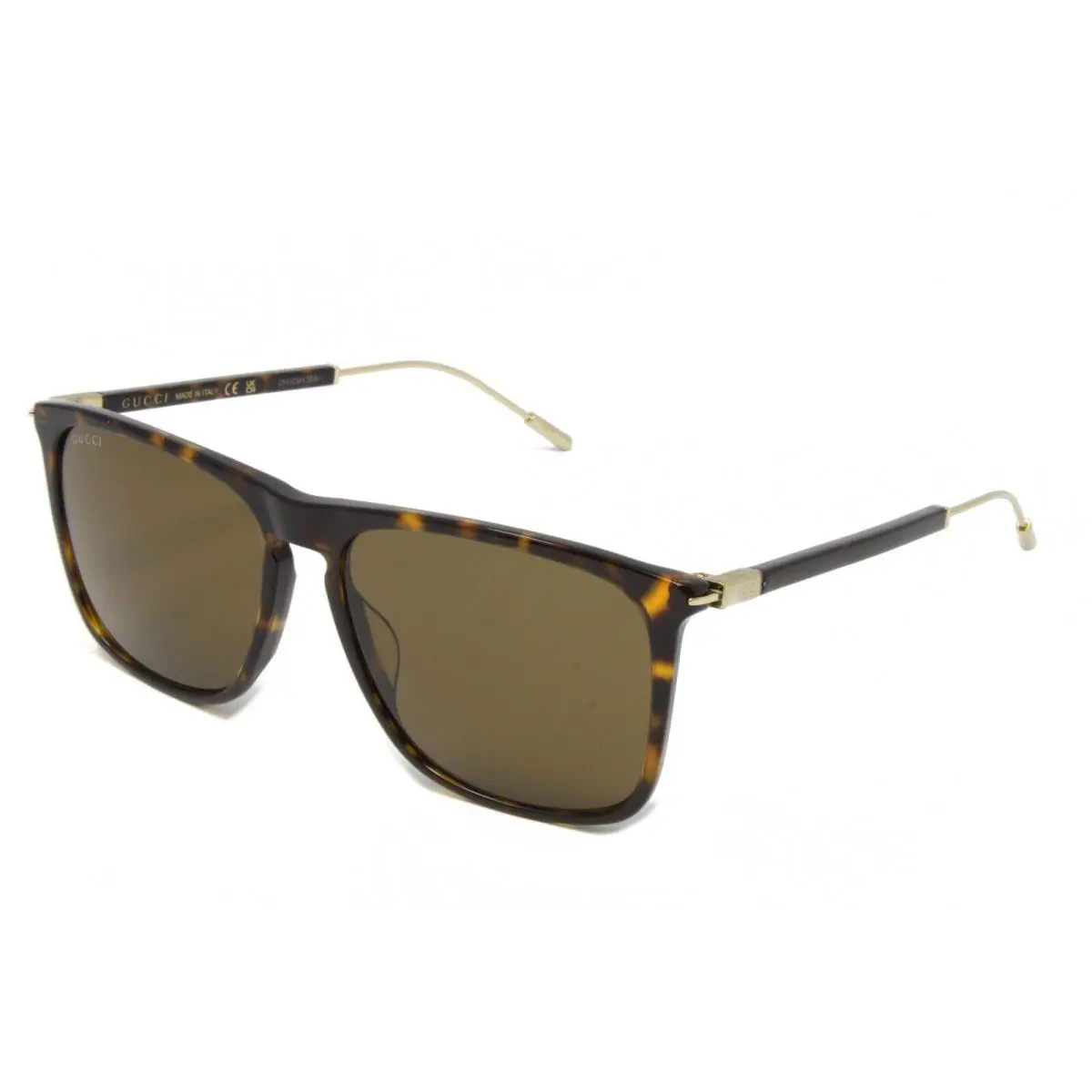 Gucci Sunglasses Men`s Square Plastic Havana Gold 58mm Brown Lens GG1269S-002