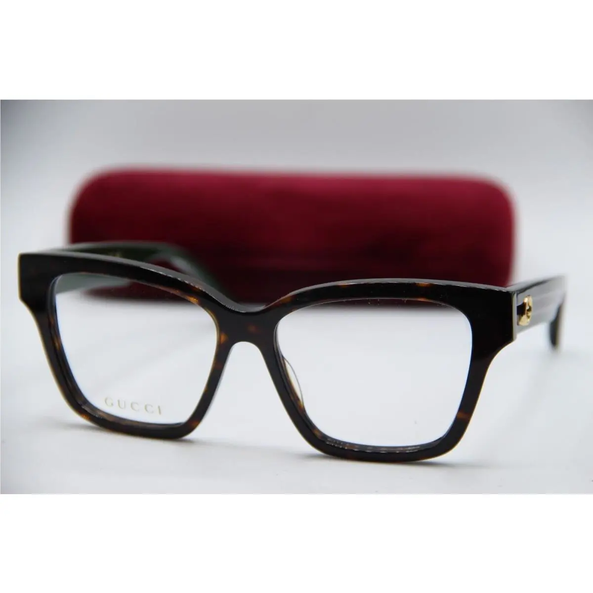 Gucci GG 1302O 006 Havana Green Gold Frames Sunglasses 55-15