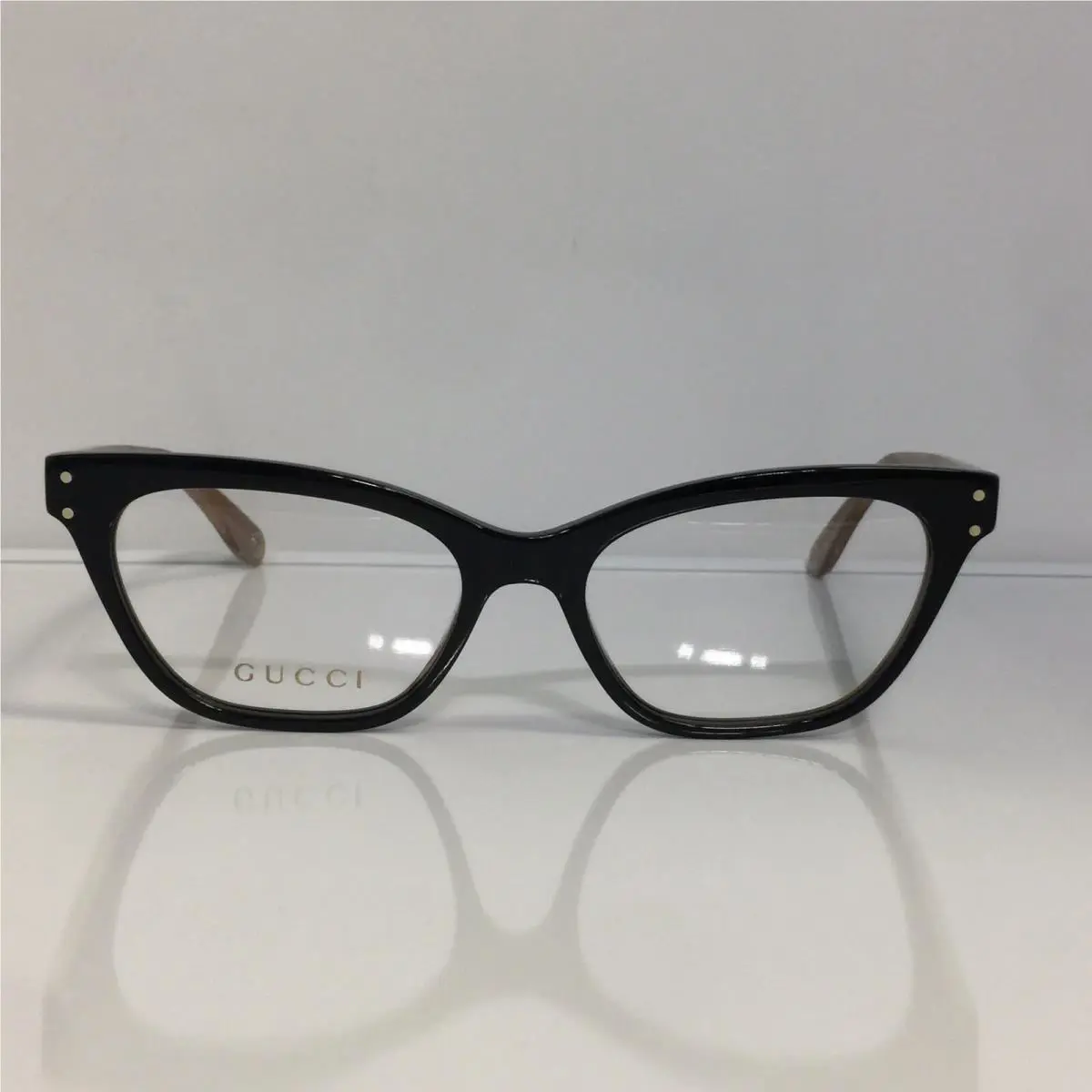 Gucci GG0570O 003 Black Brown Plastic Woman Cateye Eyeglasses 52mm