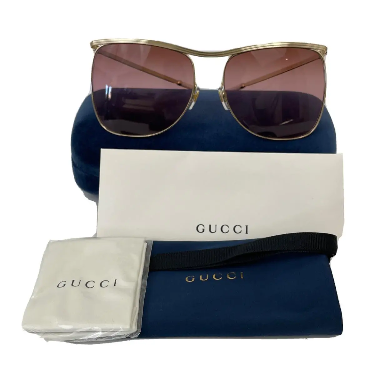Women’s 63mm Square Sunglasses Gold Violet by Gucci