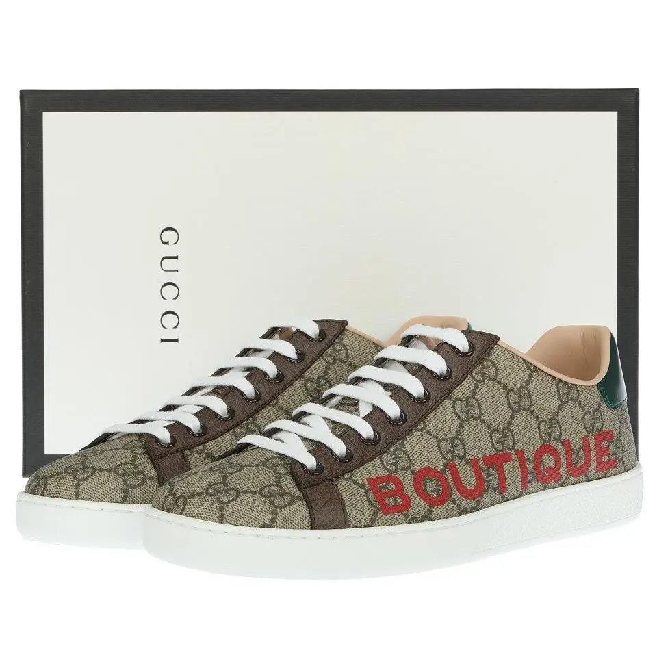 Gucci Ace GG Supreme Boutique Low Top Sneakers Shoes 39/US 9 - Beige