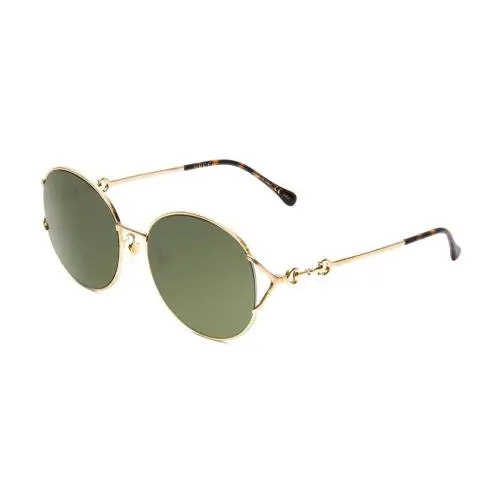 Gucci GG1017SK-002 Womens Round Sunglasses in Gold Tortoise Havana/green 58 mm