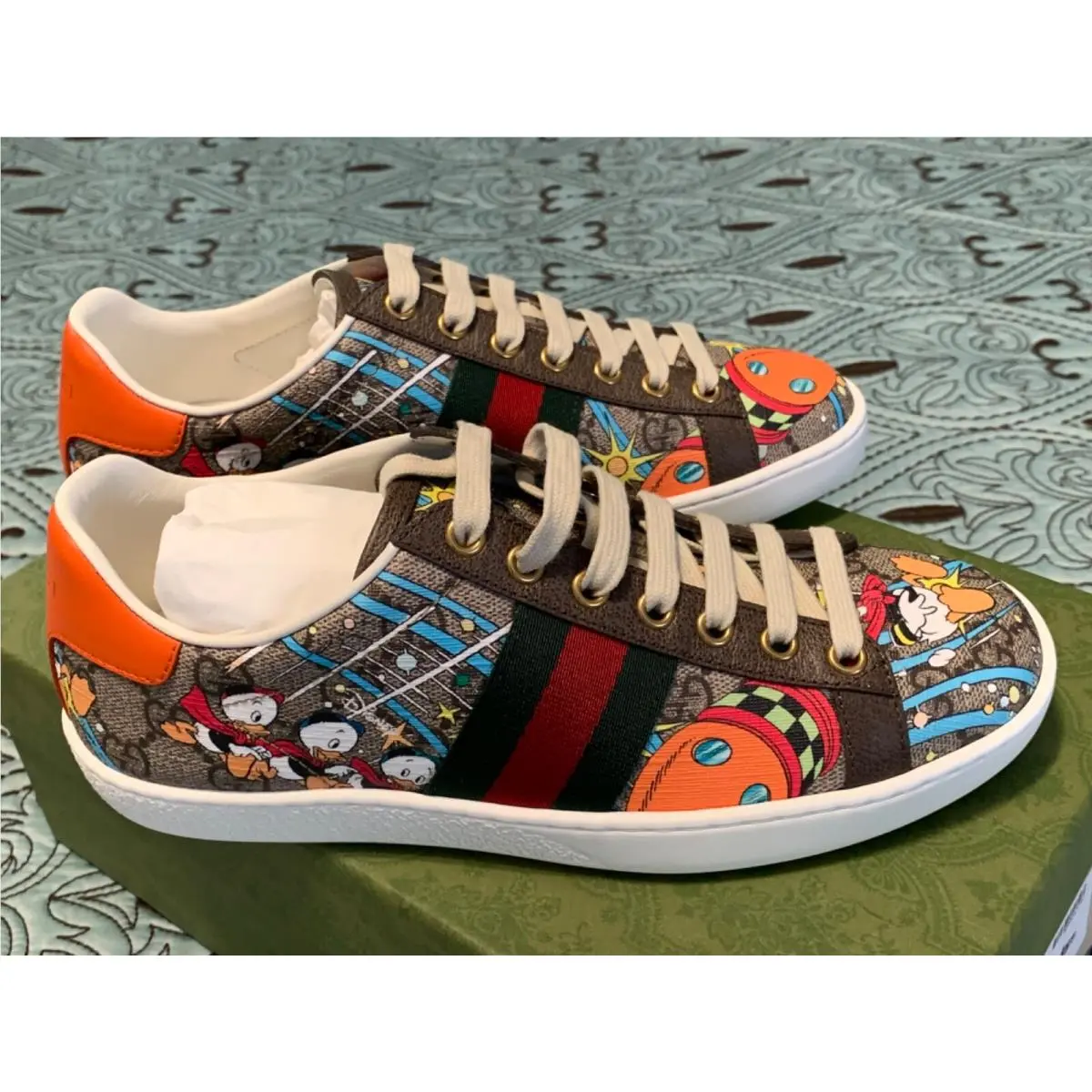 Gucci Disney Collection Donald Duck Huey Dewey Louie Sneakers Size EU36