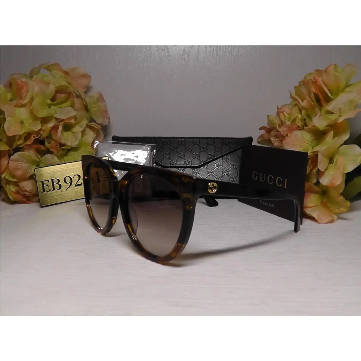 GG0179SA Havana/black Round Cat Eye Frame Sunglasses 55 19 145 by Gucci
