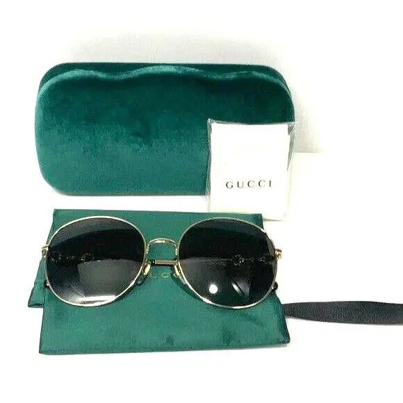 Gucci Woman’s Sunglasses GG0881SA Round Gold Frame Grey Lenses