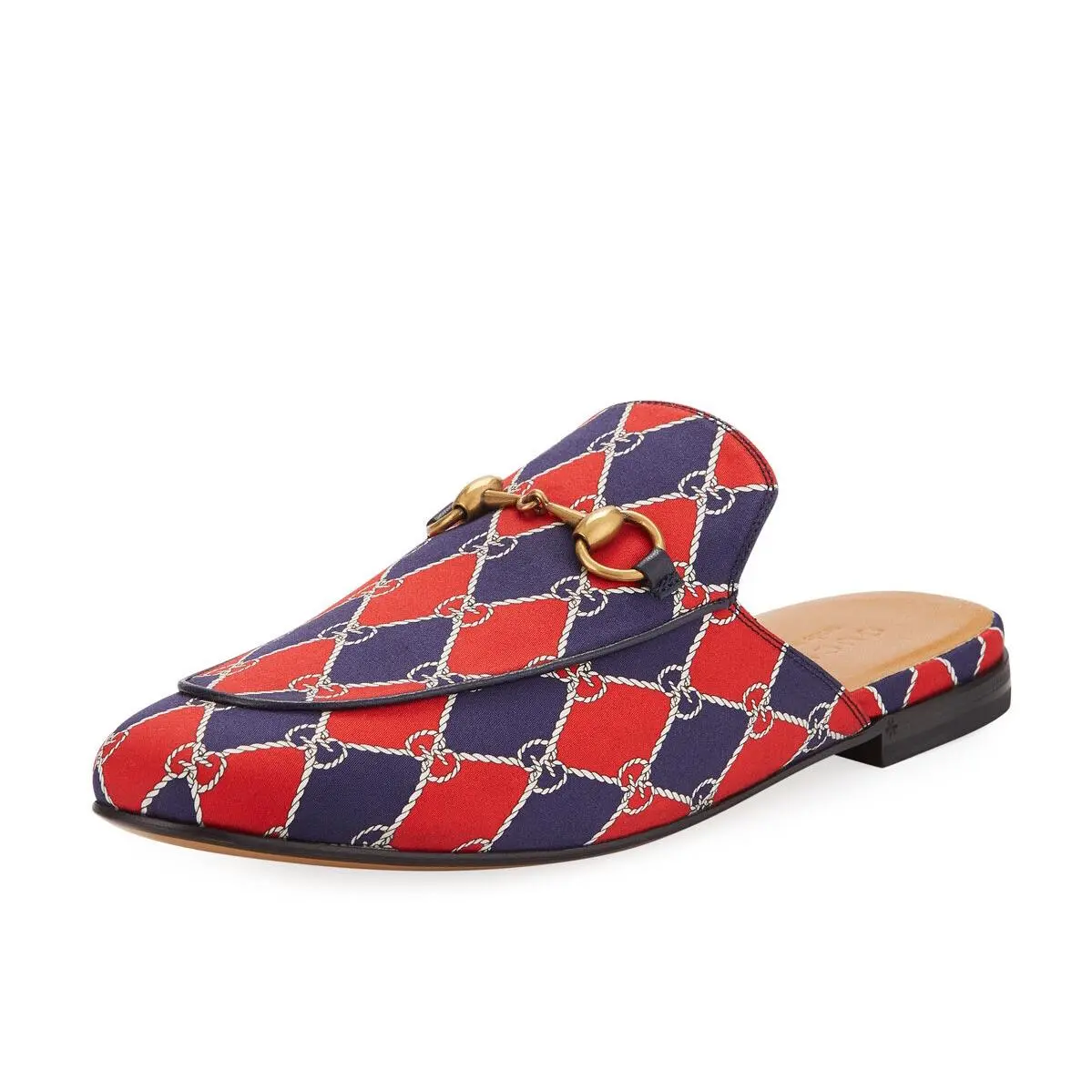 Gucci Princetown Rhombus Chain-print Horsebit Mules Size 5.5EU/6.5US