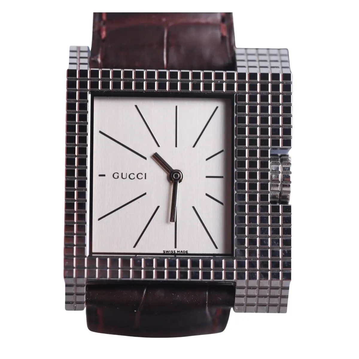 7100M Stainless Steel Leather Watch by Gucci