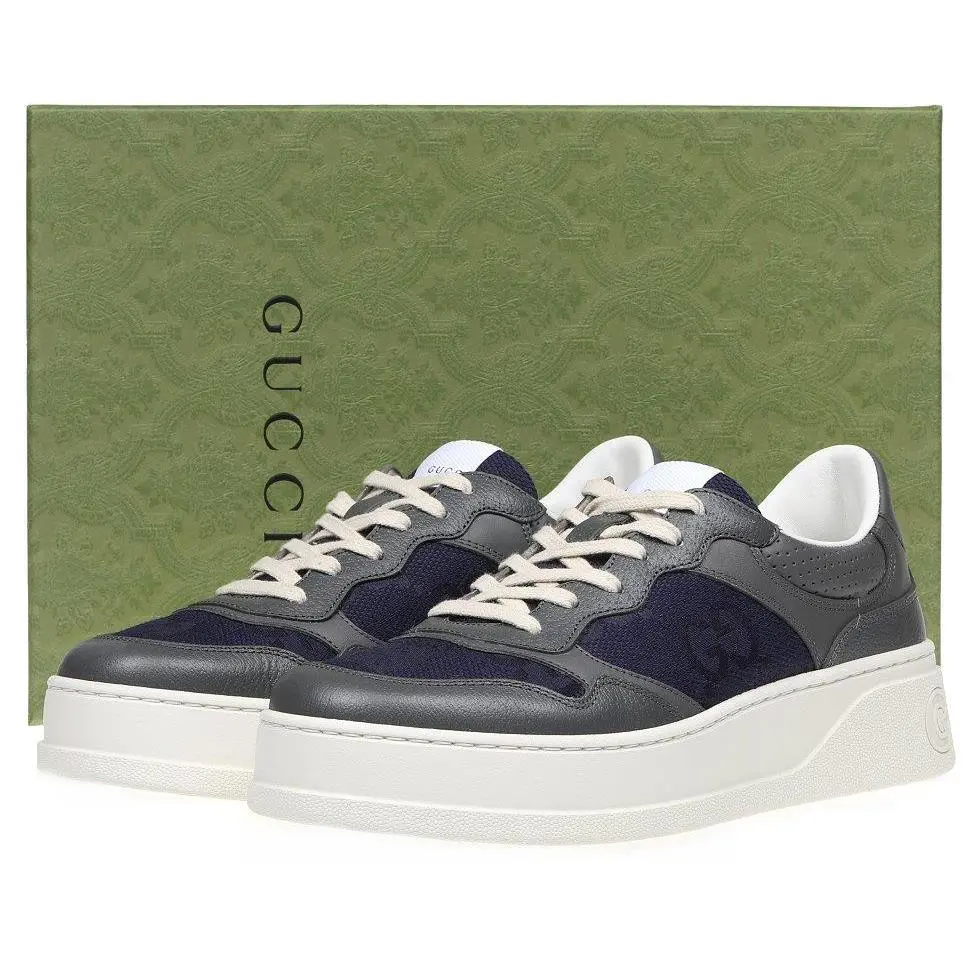 Gucci Men`s Jumbo G Gray Blue Platform Sneakers Shoes 7/US 7.5