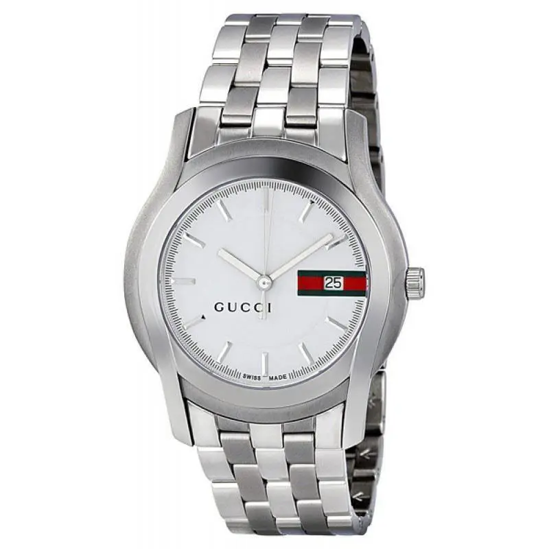 Gucci YA055201 Stainless Steel Silver Tone Date 5500 Series Men`s Watch 195 - Silver