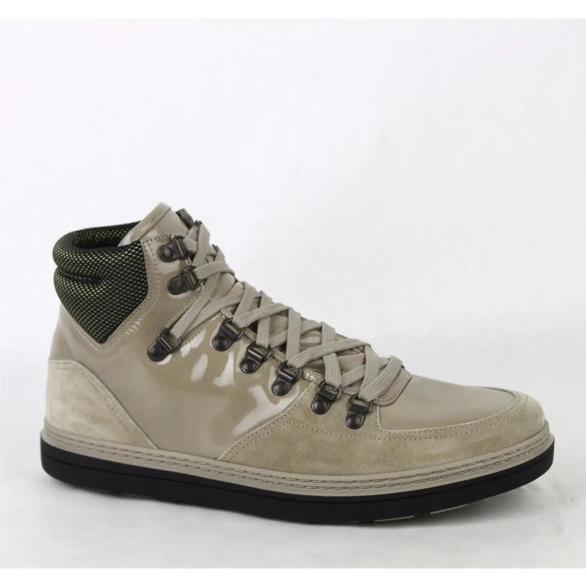 Gucci Men`s Tan Patent Leather Suede Hi-top Sneakers 8.5G/US 9 368496 1563