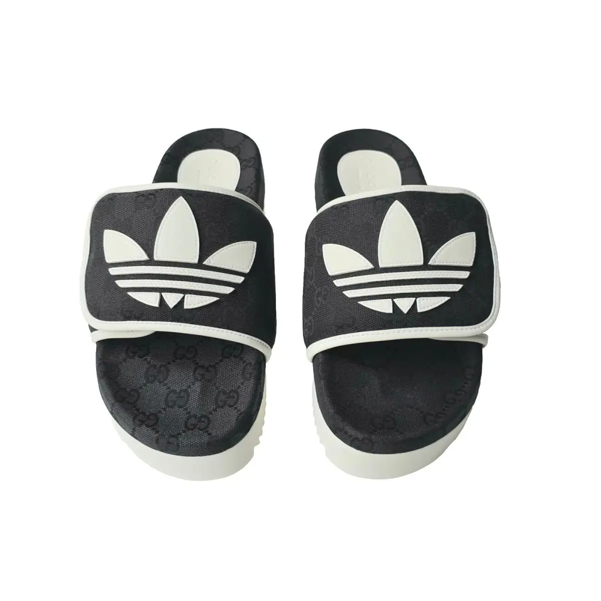 Gucci x Adidas Supreme GG Logo Black White Slides 6.5 US 6 UK Sandal Shoes