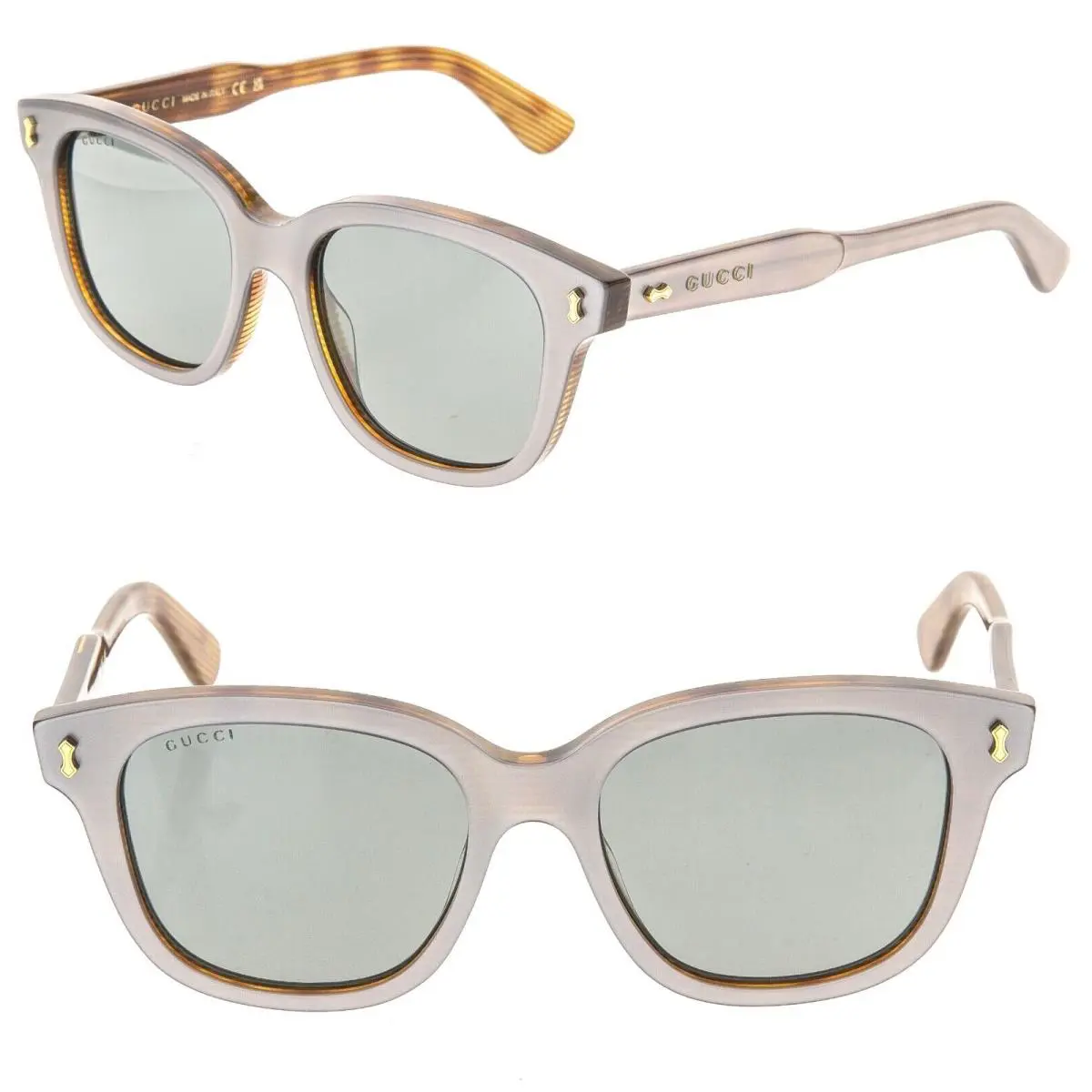 Gucci Lilac Pearl Brown Stripe Silver Mirror 1264 Unisex Gg1264S Sunglasses 004