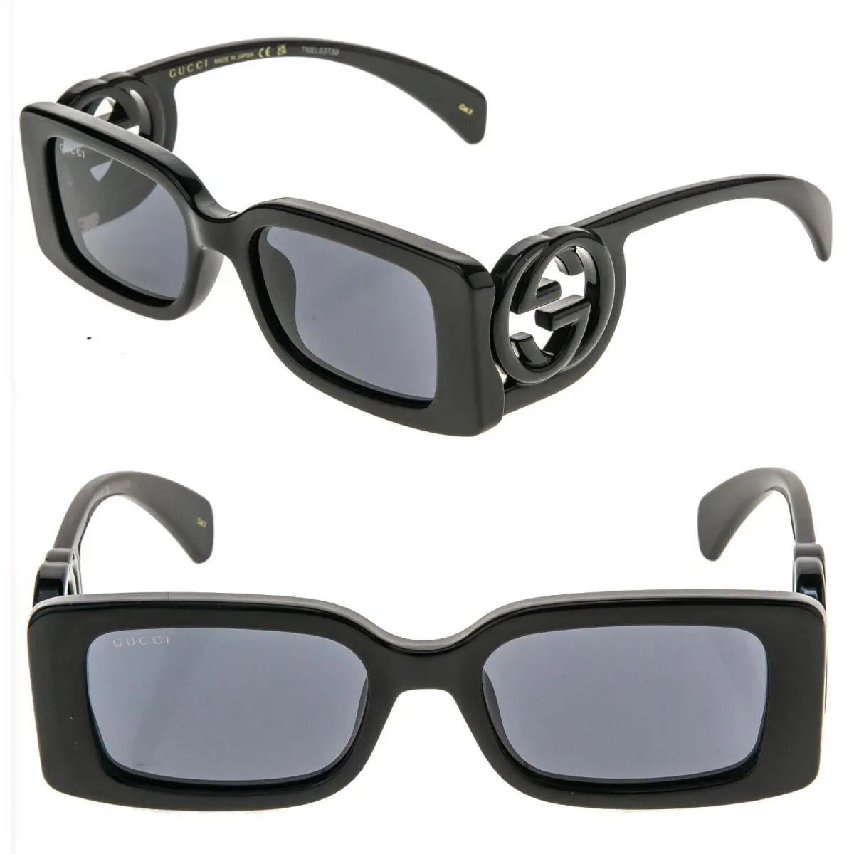 Gucci Couture 1325 Black GG Logo 001 Narrow Fashion Rectangle Sunglasses GG1325S