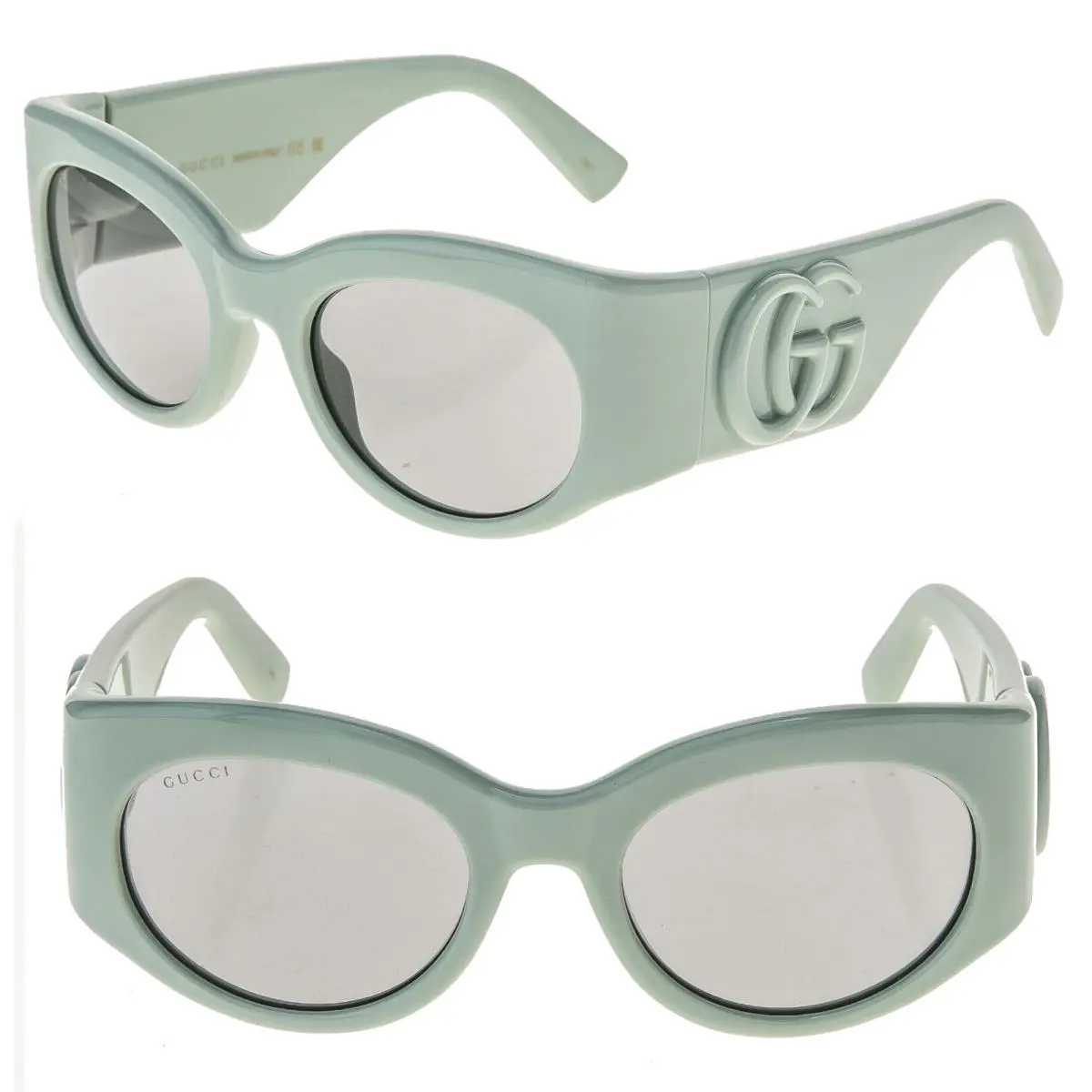 Gucci Lido 1544 Sage Green Oval Chunky Logo Gg1544S Sunglasses Summer Beach 003