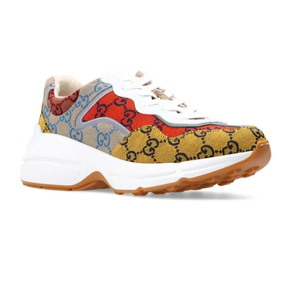Gucci Z3110 Womens GG Multicolor Collection Lace-up Canvas Sneakers Size EU 34.5