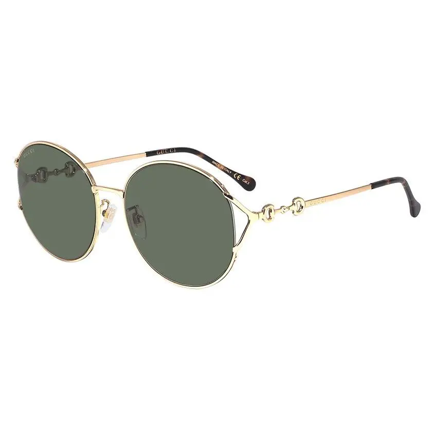 Gucci GG1017SK 002 Women`s Gold Frame / Green Lens Sunglasses