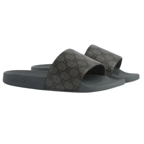 Gucci Men`s GG Supreme Black Gray Slide Sandal`s Rubber  display picture 2
