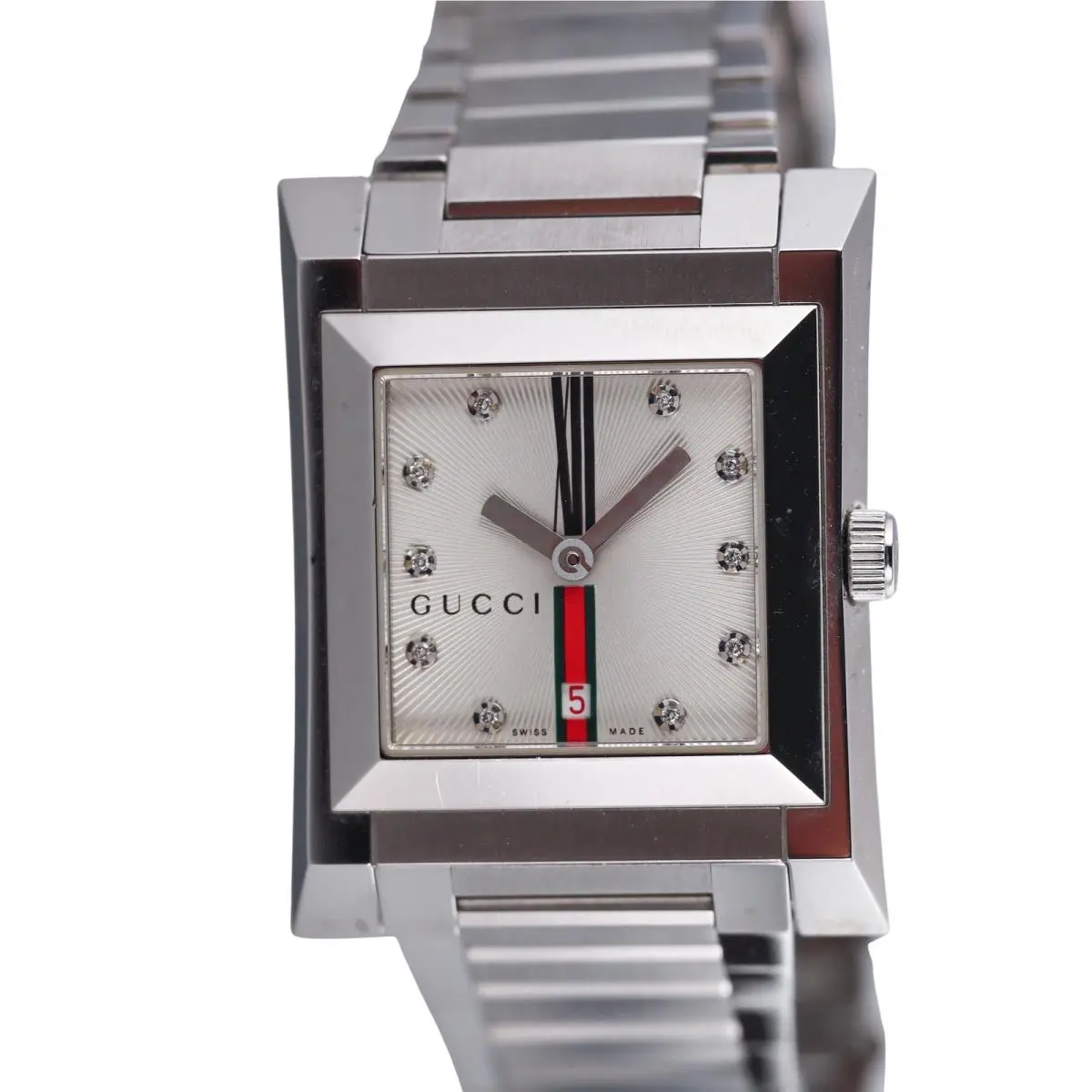o Diamond Stainless Steel Watch YA111403 by Gucci