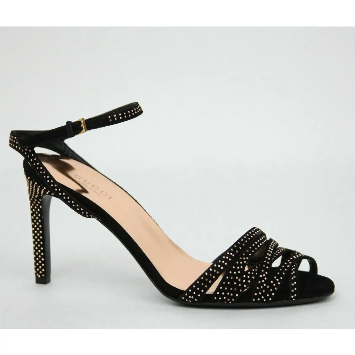 Gucci Black Suede Studded Horsebit Sandal US 6/ EU 36 Mrsp