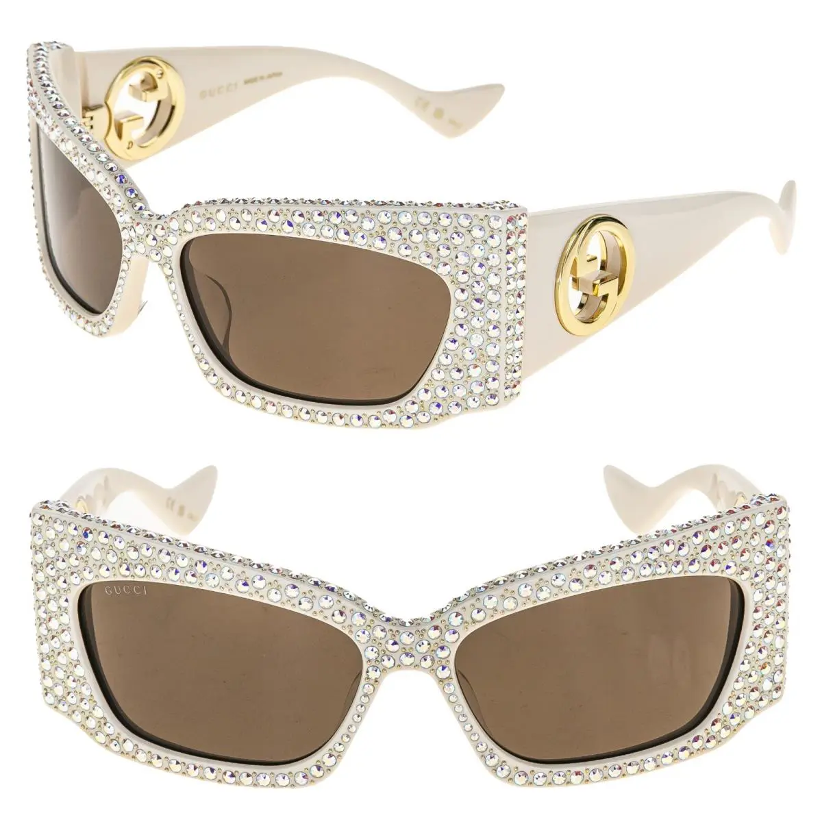 Gucci Hollywood Forever 1412 Ivory Strass Crystal Gg1412S Mask Sunglasses 002