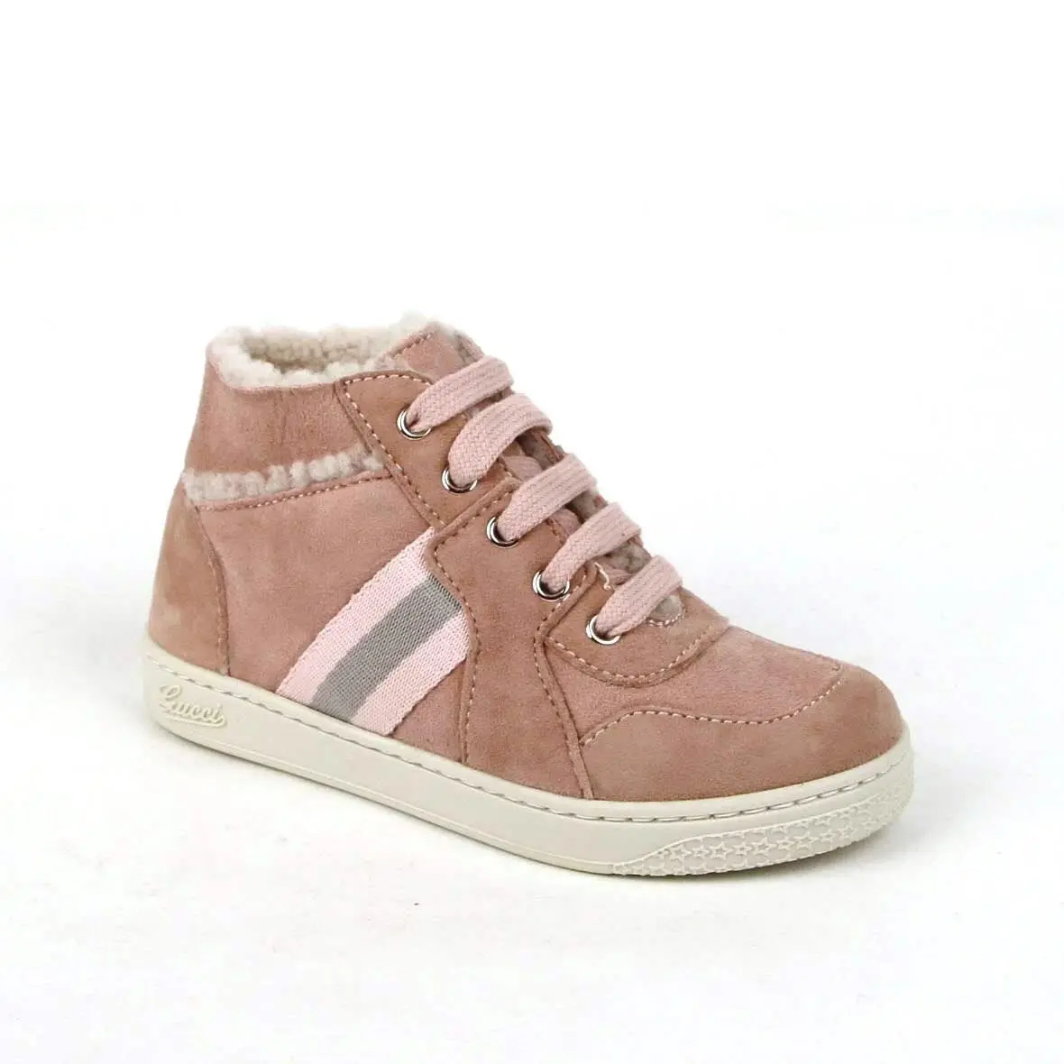 Gucci Kid`s Powder Pink Suede Fur Lined Sneaker Gucci 25 / US 9 297473 6968