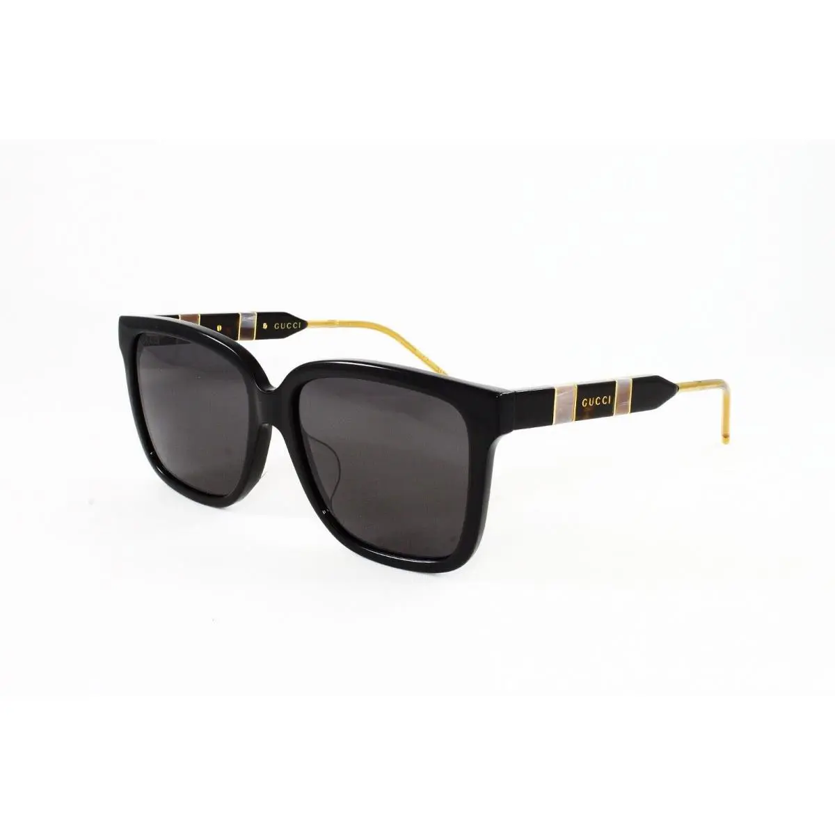 Gucci Women`s Sunglasses Square GG0599SA 001 Black/gold 56mm Grey Lens