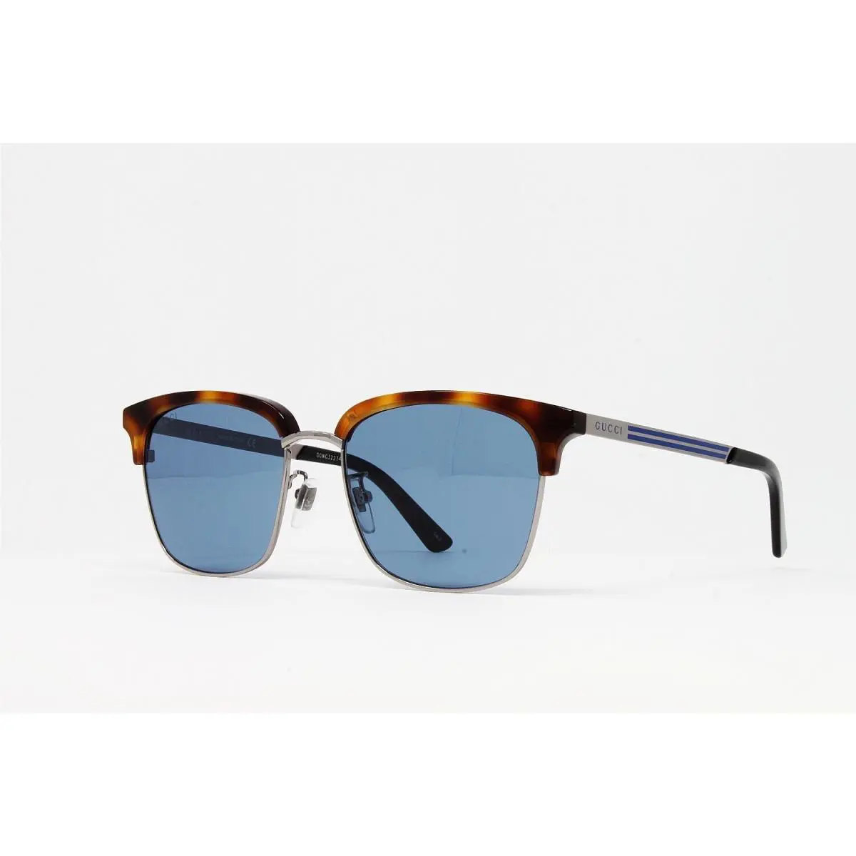 Gucci Men`s Sunglasses GG0697S 004 Havana Ruthenium 55mm Blue Lens