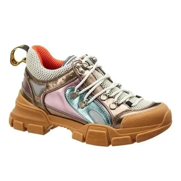 Flashtrecck Sega Metallic Leather Sneakers. Sz 35 US by Gucci