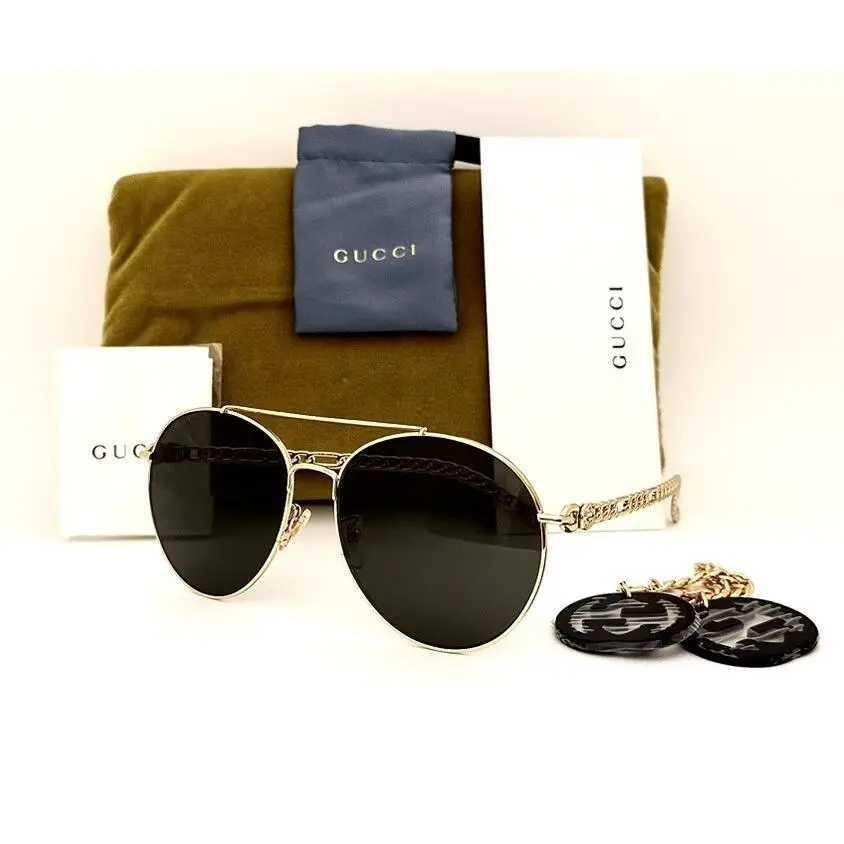 Gucci Sunglasses GG 0725S 011 Gold 61-16-135 with Case