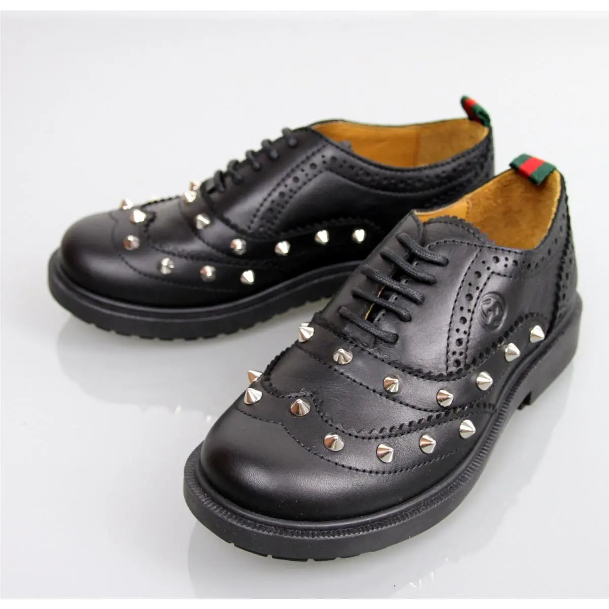 Gucci Kids Leather Studded Lace-up Sneakers sz 30/US 12.5 297486